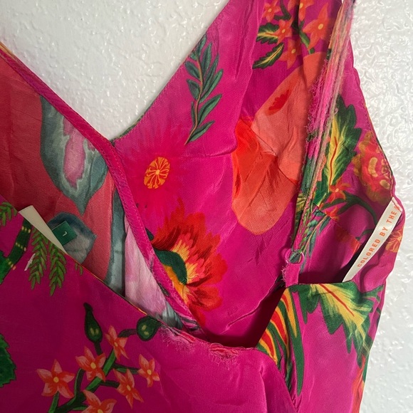 Farm Rio Mixed Flowery Ruffle One Shoulder Midi Dress Tropical Floral Pink - Picture 6 of 8